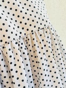 White Black Dotted Dress 👗