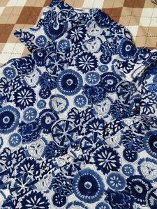 Fabindia Blue Cotton Hand Block Printed Shirt