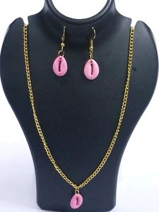 Pendent gold chain eyerring kodi 1 set latest/styl
