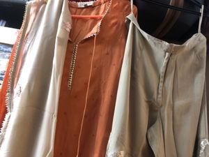 Elegant Orange &amp; Beige Salwar Kameez