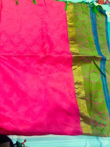 Pink & green saree