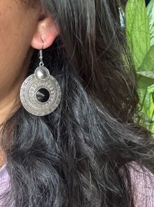 Oxidised Earrings &amp; Pearls Hoop Earring