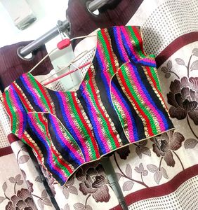Multicolour padded Saree Blouse