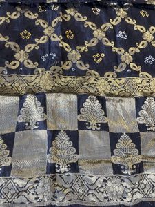 Pure Black Duppata With Banarasi Design
