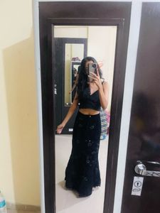 Y2k Black Embellished long skirt