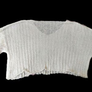 White Sheer/Net Crop Top