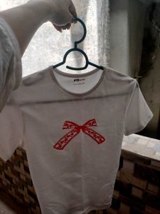 White Tee with Red Bow