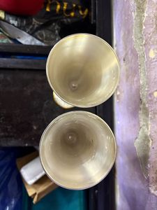 Vintage Silver &amp; Gold Etched Wine Glasses