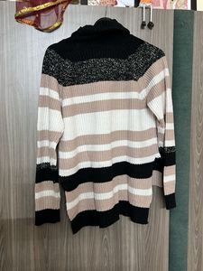 Trendy Striped Turtleneck Sweater
