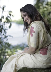 Pastel Red floral Tissue set saree 😍😍😍