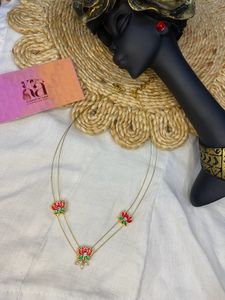 Lotus Invisible Necklace With rice Pearls