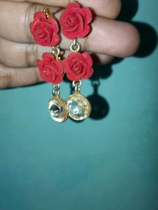 Red Rose Earrings