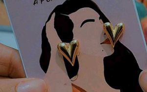 Gold Heart Stud Earrings