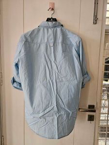 Sky Blue Mufti Shirt Styled With Patches