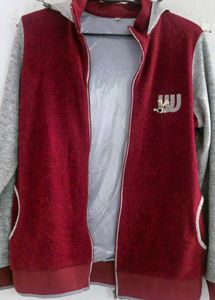 Burgundy &amp; Grey Zip-Up Hoodie