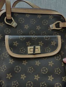 Brown Patterned Satchel Bag