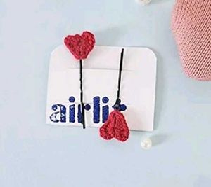 Crochet Heart Hair Pins - Set of 4