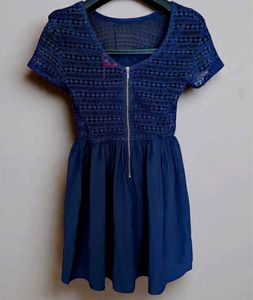 Blue Lace Detail Dress