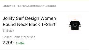 Jollify Women Self-Design Round Neck Black T-Shirt