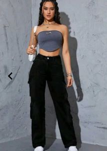 Cargo Black Jeans for Women
