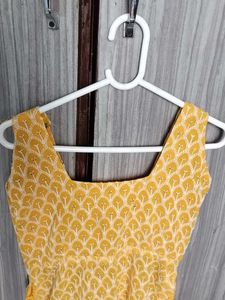 Bright Yellow Printed Cotton Dress