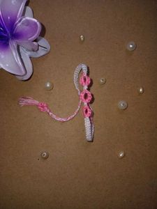 Handmade Pink & White Knitted Bracelet