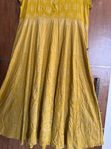 Elegant Mustard Round Flared Kurti