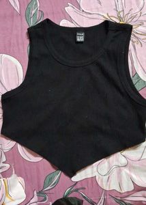Black Ribbed Crop Tank