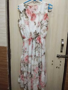 Pinteresty White And Pink Floral Dress With Shrug