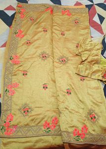 Lemon Yellow Green Saree