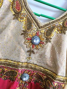 Elegant Pink &amp; Golden Anarkali Dress✨