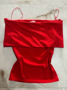 Off-the-shoulder TOP-Red/Zara Brand 🏷️