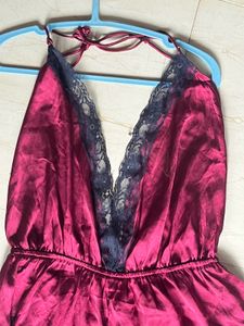 Satin Lace Lingerie Backless With Adjustable Strap