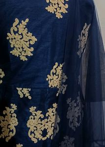 Beautiful Sober Gown With ShinyThread Work Shrug