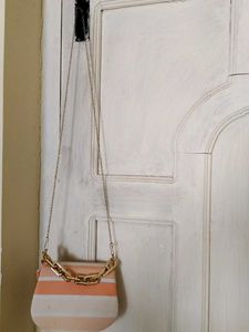 Striped Chain Crossbody Bag