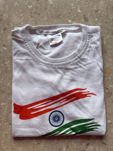 White T-shirt With Indian Flag Print Boys T-shirt