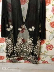 Elegant Black Embellished Shrug