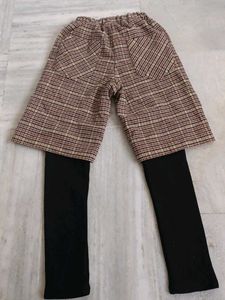 Plaid Shorts With Attached Leggings