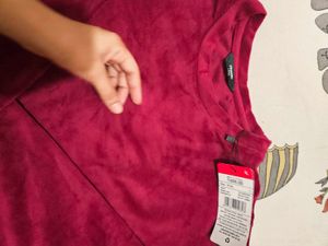 Burgundy Velour Long Sleeve Top