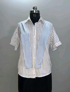 Striped Shirt with Scarf