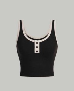 Ribbed Button Tank Top