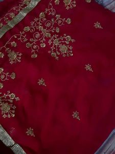 Mazenta Color Chinon Dupatta