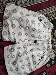 Patterned White Shorts