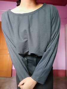 oversized crop long sleeve gym top