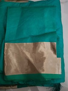 Silk Saree Green With Flowers