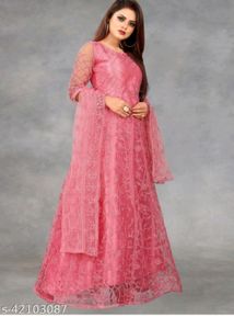 Partywear Anarkali Embrodery Work Kurt