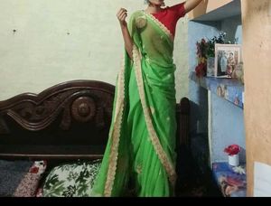 Green Saree with stiched  Blouse