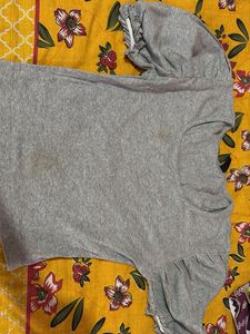 Cute Grey Puff Sleeve Top