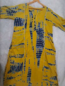 Yellow Tie Dye Kurti