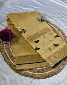 Elegant Beige Embroidered Saree